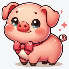 Cute pig isolated on white background for design stock illustration