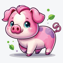 Fototapeta premium Cute pig isolated on white background for design stock illustration
