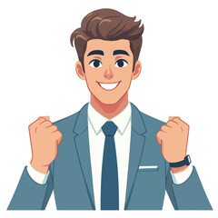 vector businessman clenching fist sign of work enthusiasm