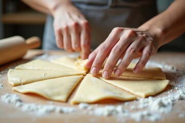 Preparing pastry dough in a cozy kitchen setting