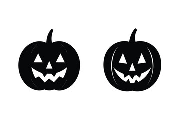 Set of Halloween pumpkin silhouette vector