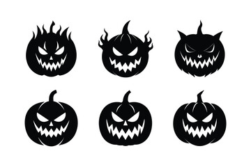 Set of Halloween pumpkin silhouette vector