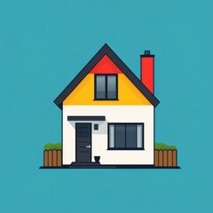 Modern house illustration featuring vibrant colors and a welcoming design against a solid backdrop