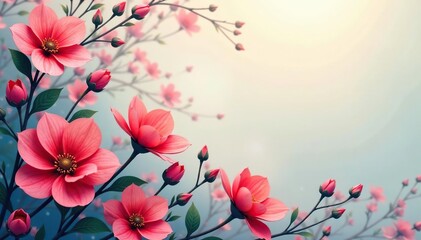 Fototapeta premium Subtle, flowing floral motif repeating infinitely , art, spring