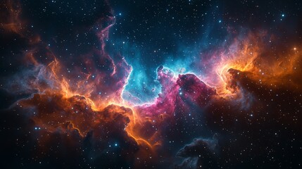 Fototapeta premium Cosmic Nebula Vibrant Starscape Celestial Clouds Galaxy Background