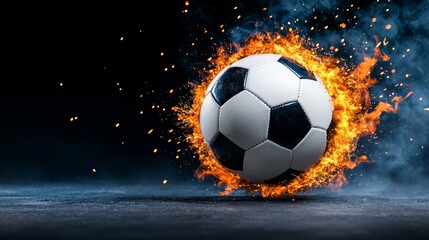 Naklejka premium Fiery Soccer Ball Sports Passion Competition