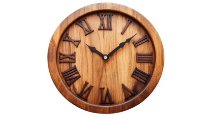 Professional Standard Wooden Clock on White Background for Time Management and Productivity Concepts