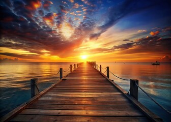 Fototapeta premium Sunset Pier Summer Landscape Wallpaper - Urban Exploration Photography