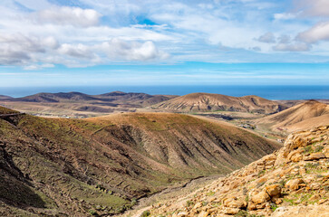 Small settlement in the mountains, Fuerteventura, Canary Islands, Spain, Europe.