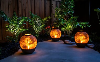 Patio Fire Globes Night