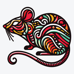 Decorated rat silhouette. Mouse figure design for Chinese celebration stock illustration