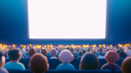 Audience watching huge white screen