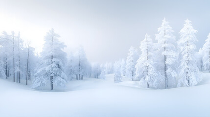 Naklejka premium Silver-covered winter forest