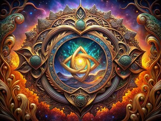 Surreal Celtic Knot Frame: Mystical Spiral Design, Fantasy Art Photography