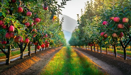 Lush Green Apple Orchards in Sopore in Srinagar, jammu and Kashmir, India