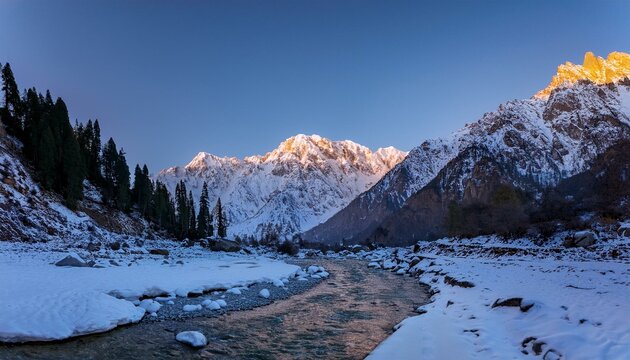 Frozen Wonderland of Sonamarg in Winter in Srinagar, jammu and Kashmir, India