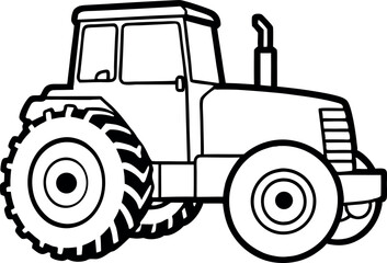 Farm tractor outline illustration Line drawing vector