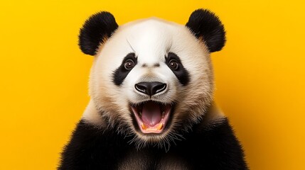 Fototapeta premium Cute panda looking so happy wallpapers