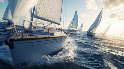 Obraz premium Sailing boat on the sea illustration images