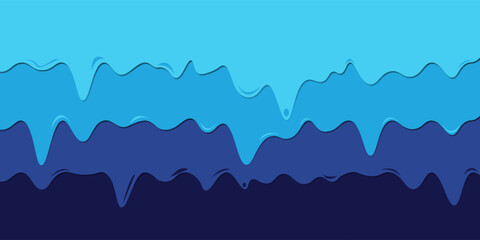 Blue water paper cut waves, sea and ocean ripple. 3d vector papercut empty banners or frames with wavy layers for environment or World Water day