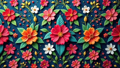 Intricate floral design, repeating seamlessly across surface , ornament, texture