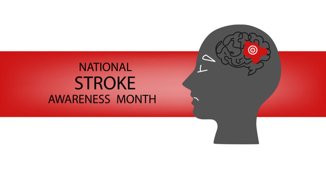 National stroke awareness month banner. line art vector illustration for poster, flyer.National Stroke Awareness Month poster design, impacting cerebrovascular health illustration,