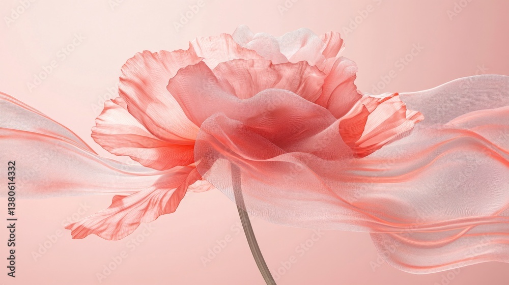 Poster soft pink petals swirl elegantly as a gentle breeze flows through a tranquil atmosphere, highlightin