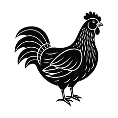 Fototapeta premium Silhouette Illustration of a Detailed Hen in Black and White