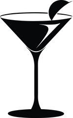 Cocktail Glass Silhouette Vector & Icon Logo
