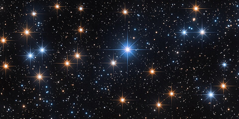 Night sky image showcasing numerous stars of varying brightness and color, creating a celestial pattern representative of cosmic vastness and wonder, perfect for astronomy or space themes