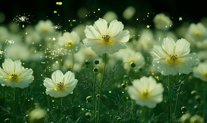 White flowers field beauty nature