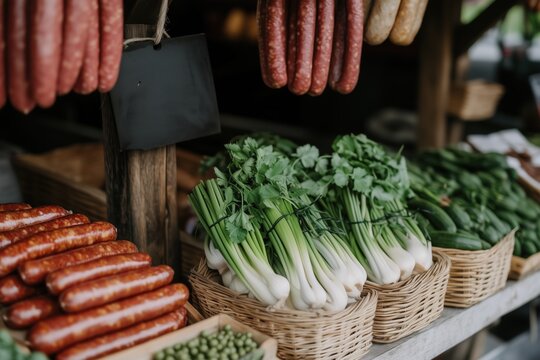 Farmers market butcher shop homemade sausage