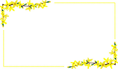 봄에 피는 노란색 개나리꽃