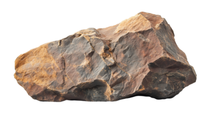 Brown and gray natural rock isolated on white and transparent background
