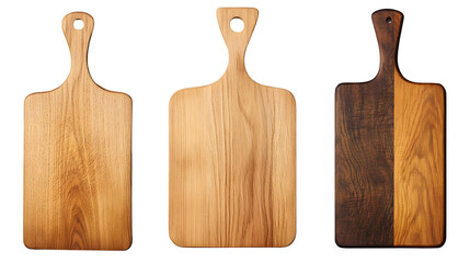 Rustic Wooden Cutting Boards on Transparent Background: Professional Kitchenware Photography