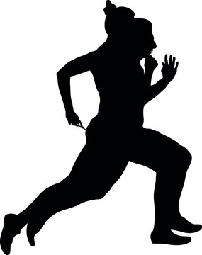 female runner with visual impairment and his sighted guide to sprint running