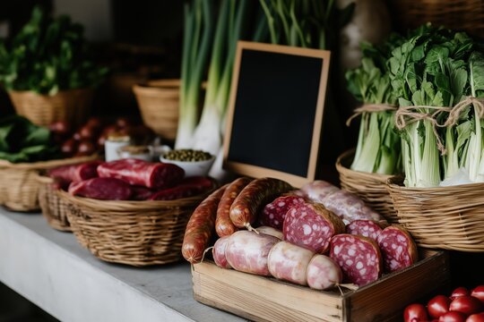 Farmers market butcher shop homemade sausage
