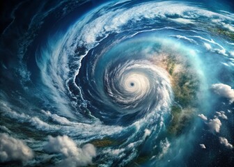 Tilt-Shift Satellite View: Super Typhoon Eye Over Ocean