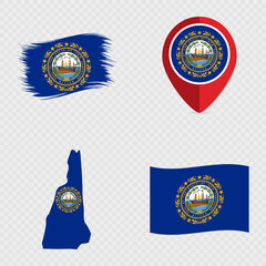 New Hampshire State Flag Icon Set.