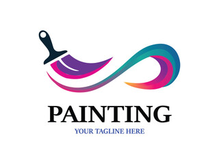 Paint logo full color luxury design style Creative Brush concept