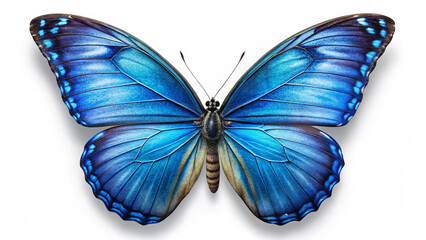Beautiful Blue Butterfly Wings Isolated on White Background  High-Resolution Image