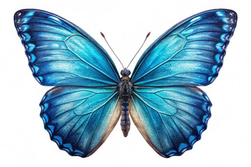 Beautiful Blue Butterfly Wings Isolated on White Background  High-Resolution Image
