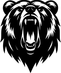 Wild bear head vector illustration, a powerful animal mascot silhouette