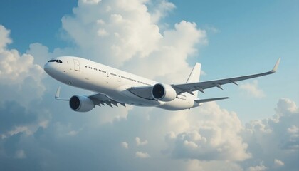 Naklejka premium Commercial Aircraft without brand Flying Above Clouds