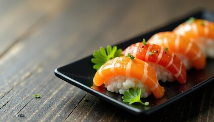 Elegant sushi platter, minimalist arrangement, cuisine, raw, lunch