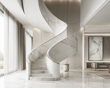  Marble staircase design in a living room with a light background