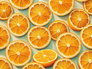 Obraz premium Vibrant Orange Slice Pattern: A Close-Up Documentary Style Photo of a Two-Tone Orange Texture