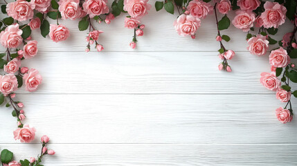 The background is made of white wood with rose and vine patterns scattered on it. There is a blank area below for weddings, parties or other events.
