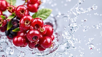 Wild Huckleberry Splashing in Natural Water