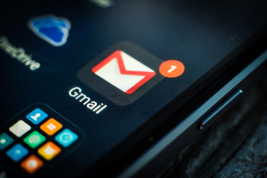 Kharkiv, Ukraine - 23 April, 2018: Gmail application icon on a smartphone screen